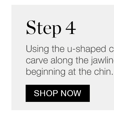 Step 4 - Using the u-shaped curve end of the tool, carve along the jawline on either side, beginning at the chin.