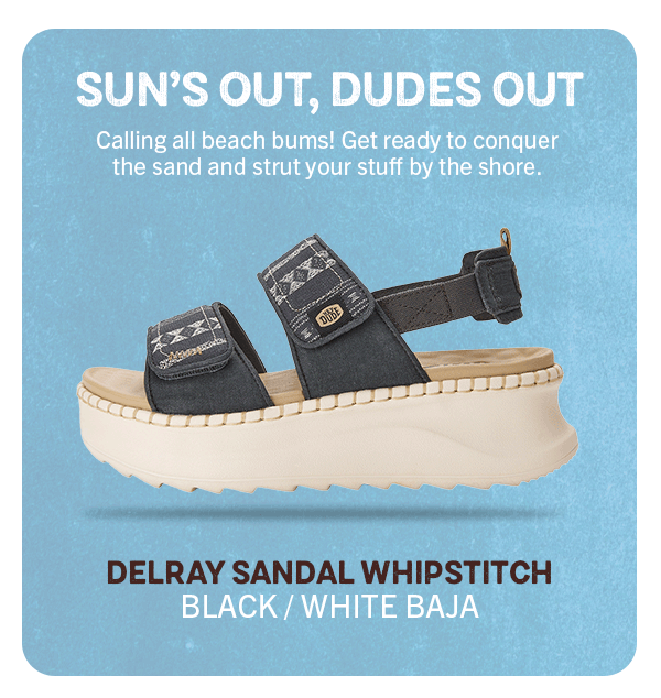 Image: Delray Sandal Whipstitch Black/White/Baja