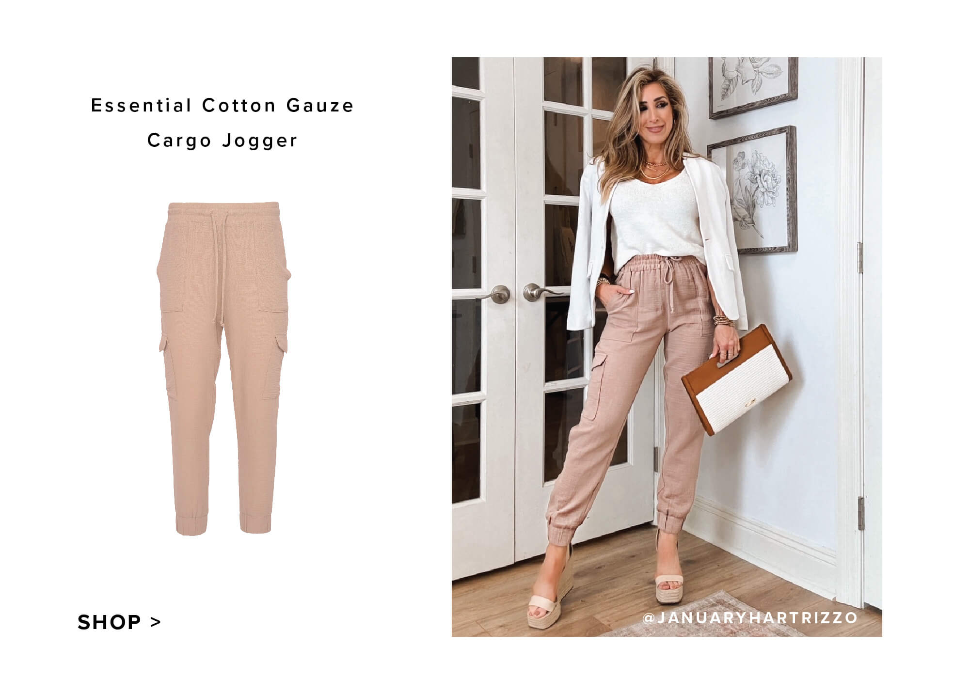 Essential Cotton Gauze Cargo Jogger