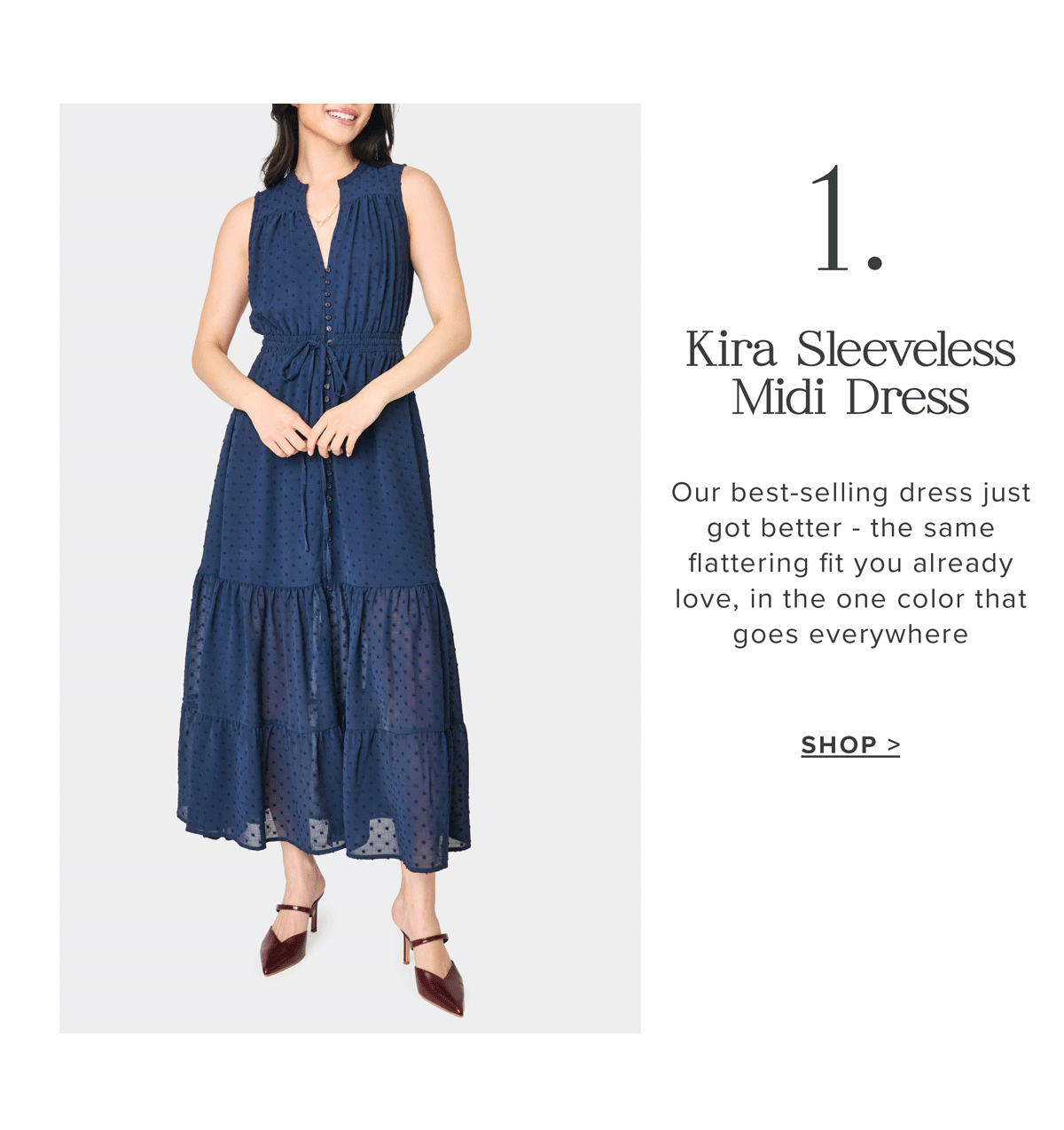 Kira Sleeveless Drawstring Midi Dress