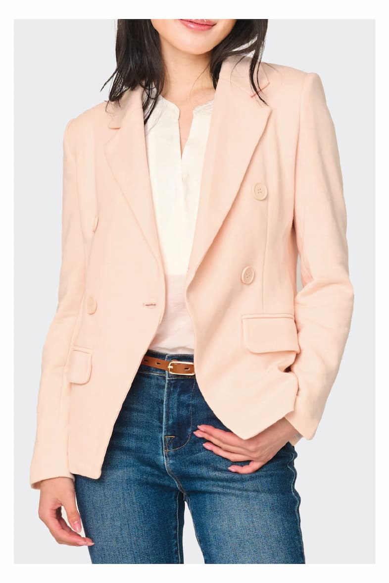 Double Breasted Blazer in Pearl Blush