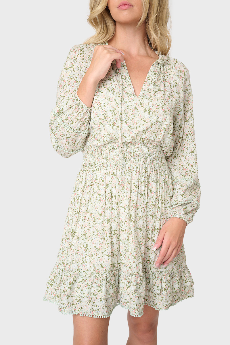 Wanderlust Long Sleeve Crochet Trim Dress