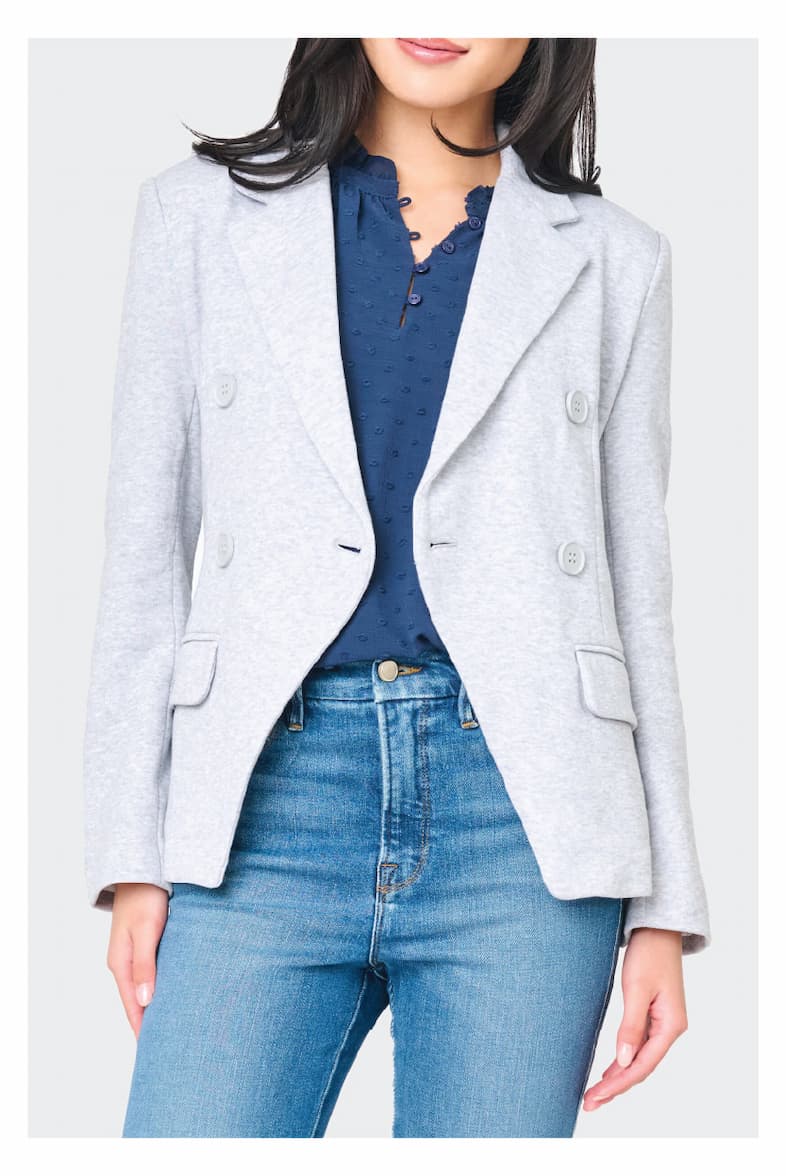 Double Breasted Blazer in Heather Grey