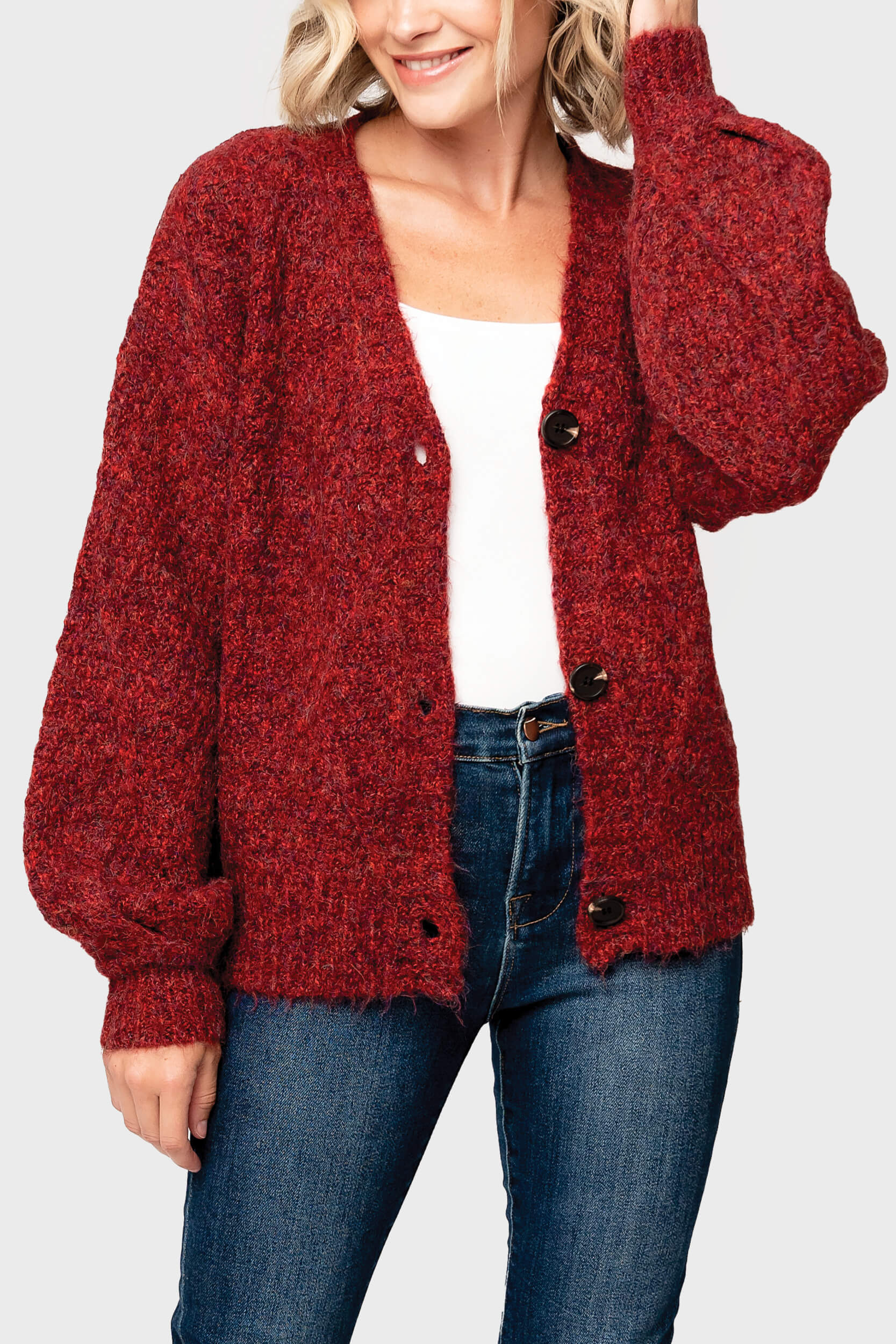 GIGI Cable Knit V-Neck Cardigan Sweater