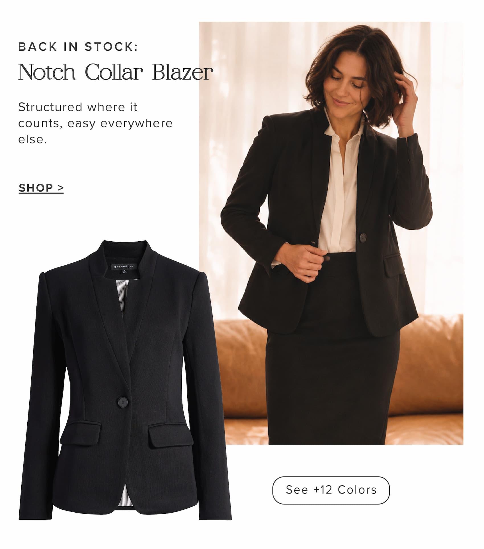 Back in stock: Notch collar blazer