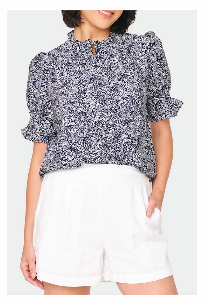 Dianthus Henley Puff Sleeve Blouse