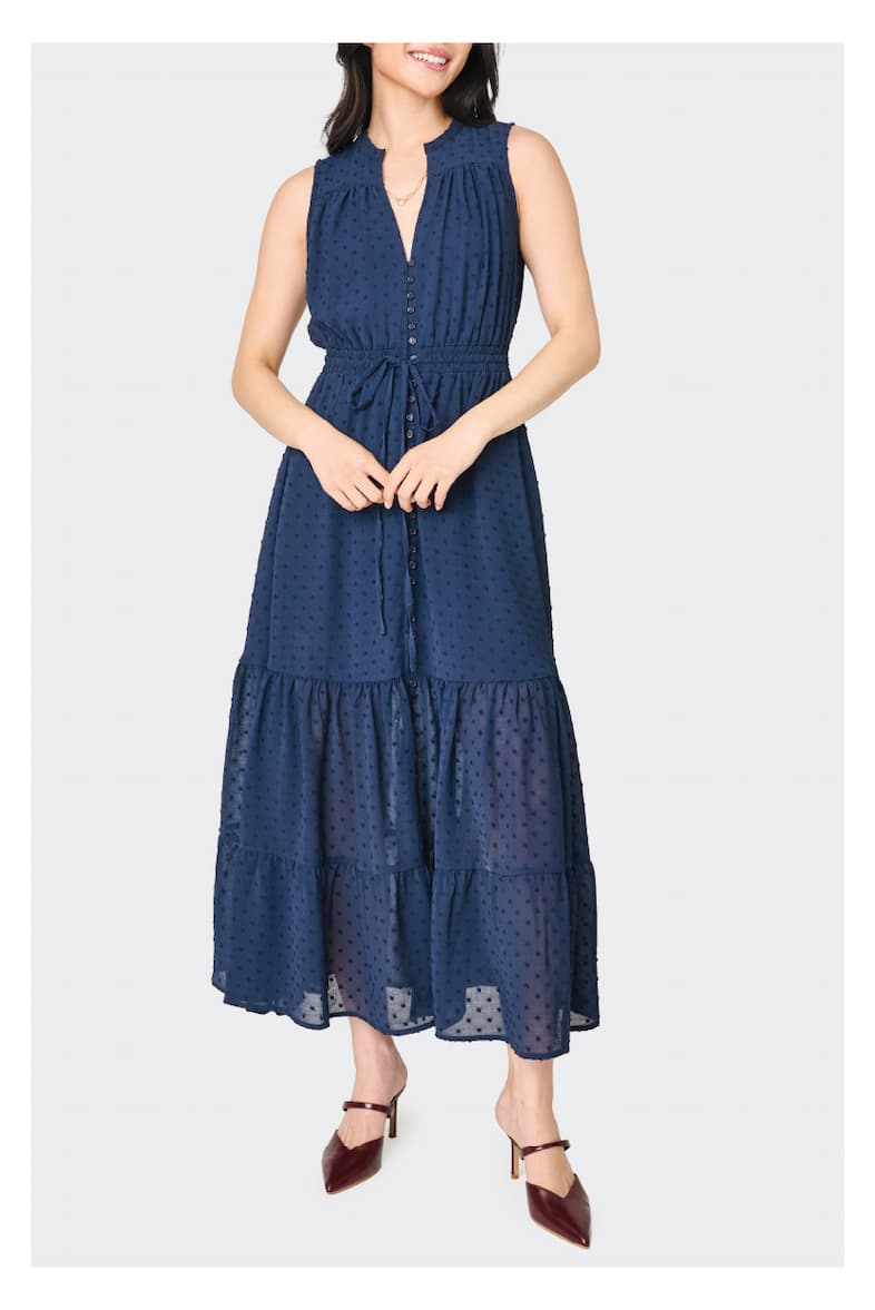 Kira Sleeveless Drawstring Midi Dress