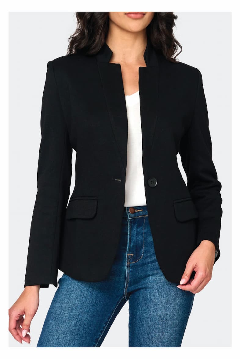 Notch Collar Blazer in Black
