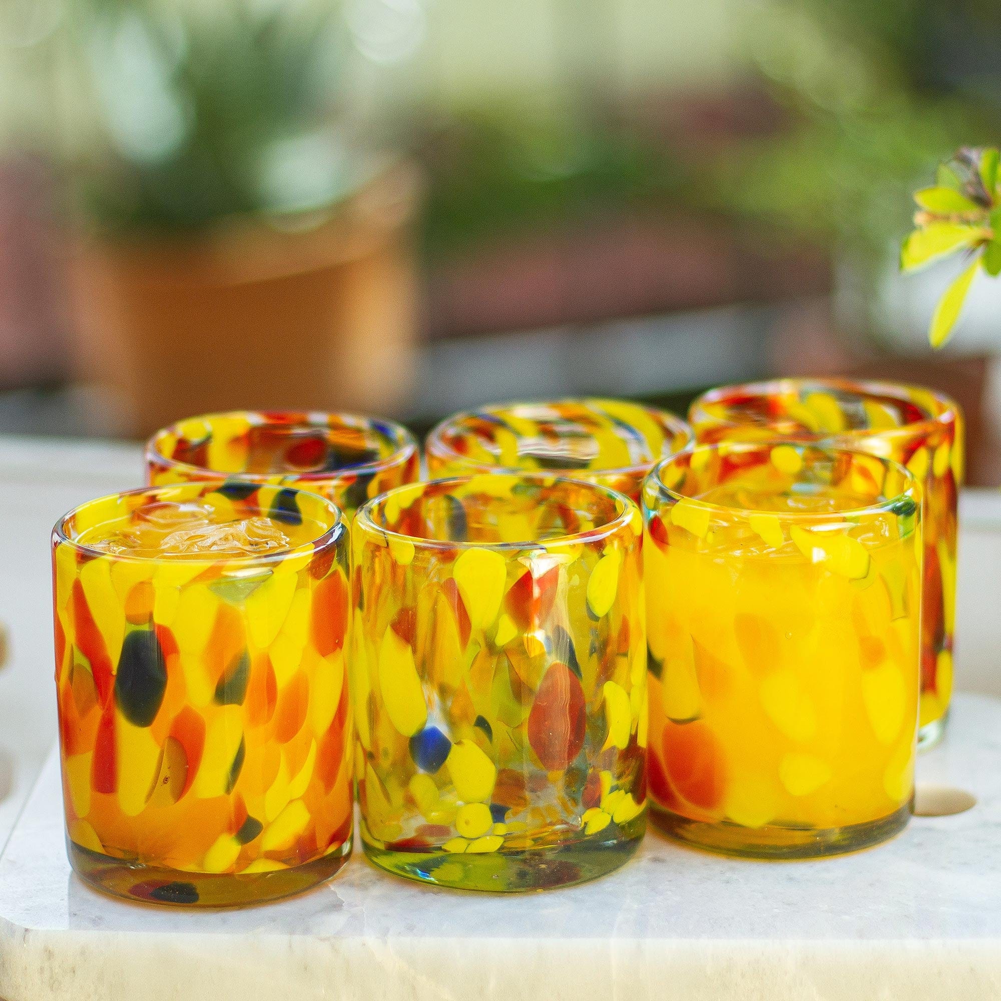 Unique Handblown Recycled Glass Juice Drinkware - Liquid Confetti