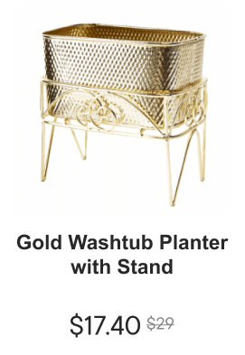 Gold washtub planter with stand