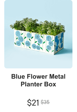 Blue flower metal planter box