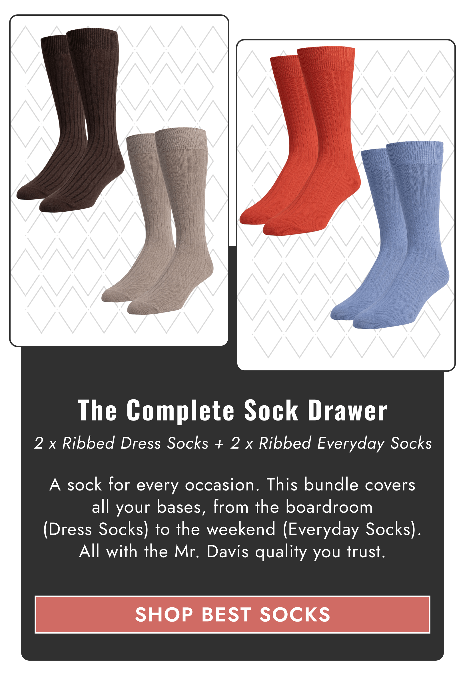 2 x Ribbed Dress Socks + 2 x Ribbed Everyday Socks