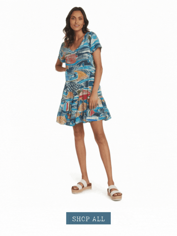 A tropical ocean scene in a rainbow color way Jams World