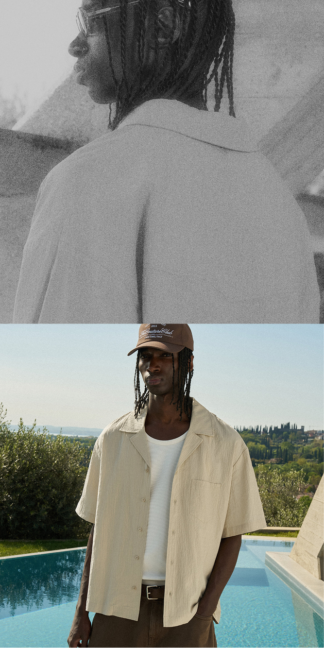 CROCHET KNITTED STRIPE BUTTON THROUGH SHIRT