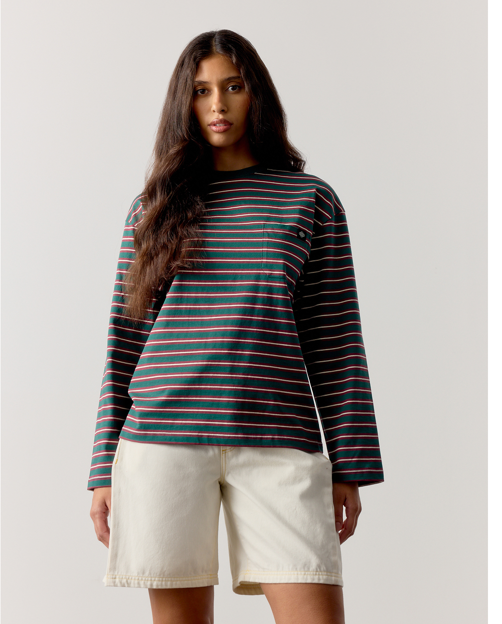 STRIPE POCKET LONG SLEEVE T SHIRT