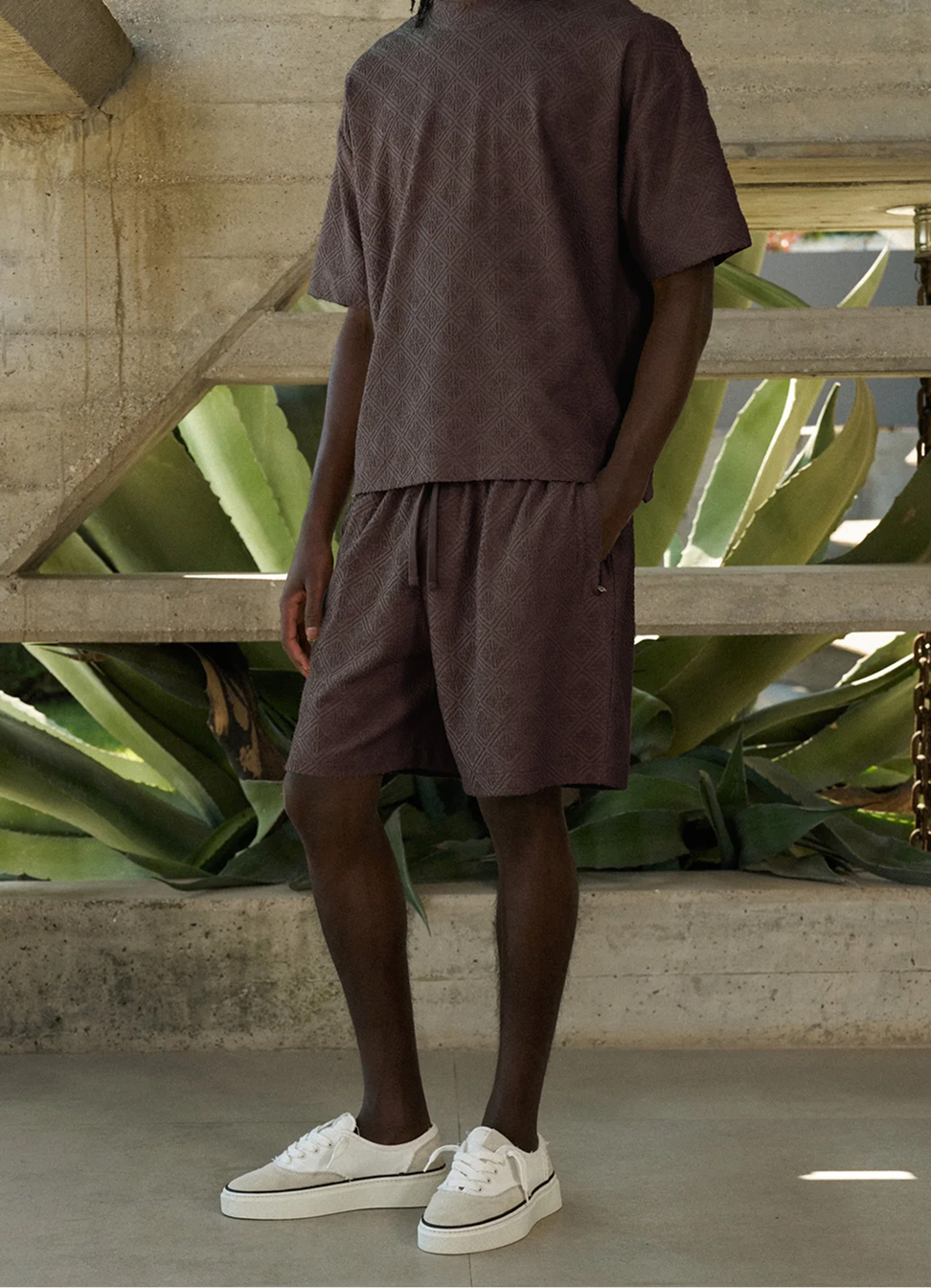 TOWELLING JACQUARD EMBLEM SHORTS