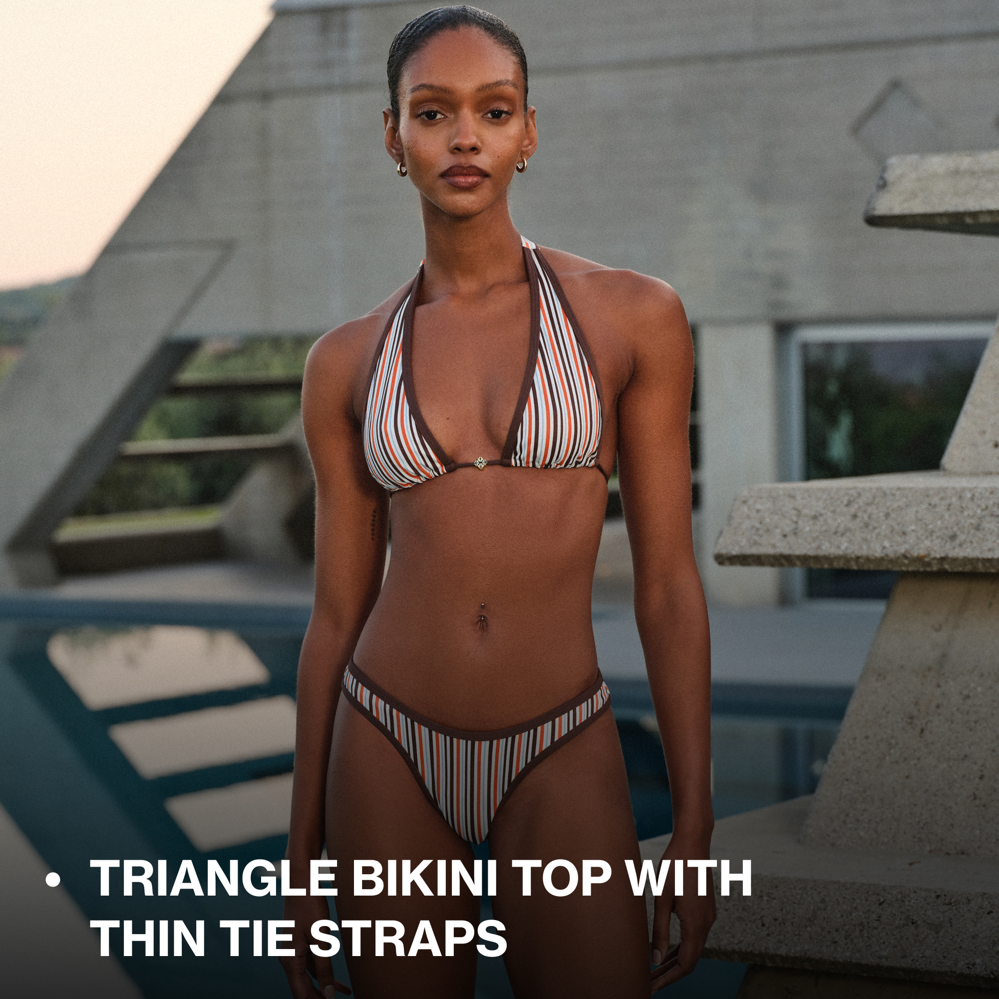 STRIPE TRIANGLE BIKINI TOP