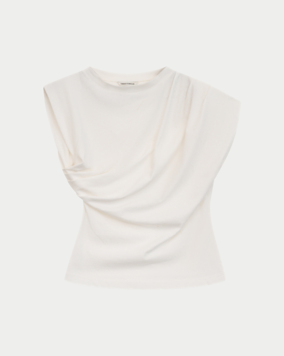 ASYMMETRIC GATHERED T-SHIRT