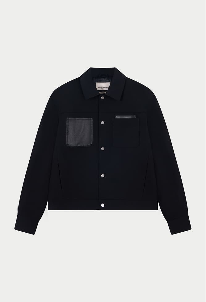 FAUX LEATHER POCKET TAILORED JACKET