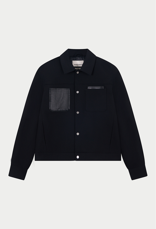 FAUX LEATHER POCKET TAILORED JACKET