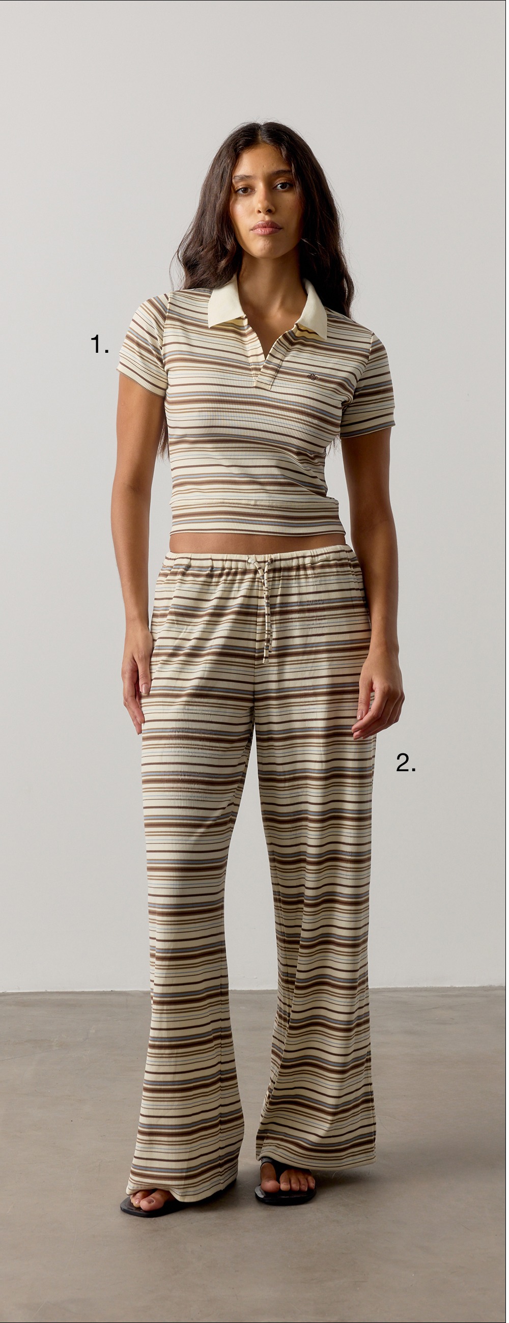 STRIPE SHORT SLEEVE POLO TOP