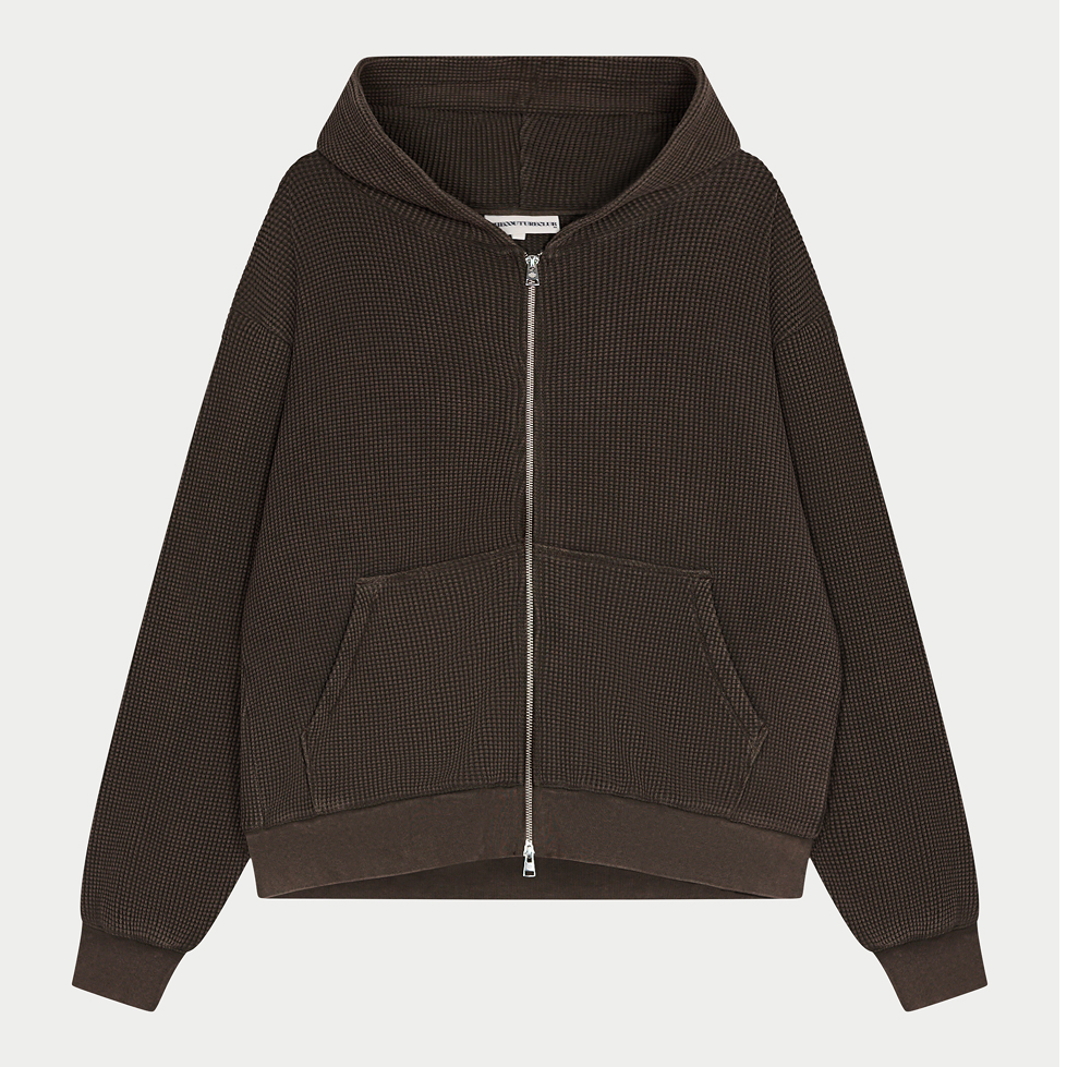 WAFFLE ZIP THROUGH HOODIE