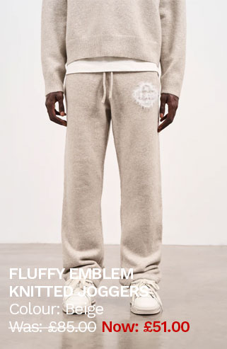 FLUFFY EMBLEM KNITTED JOGGERS