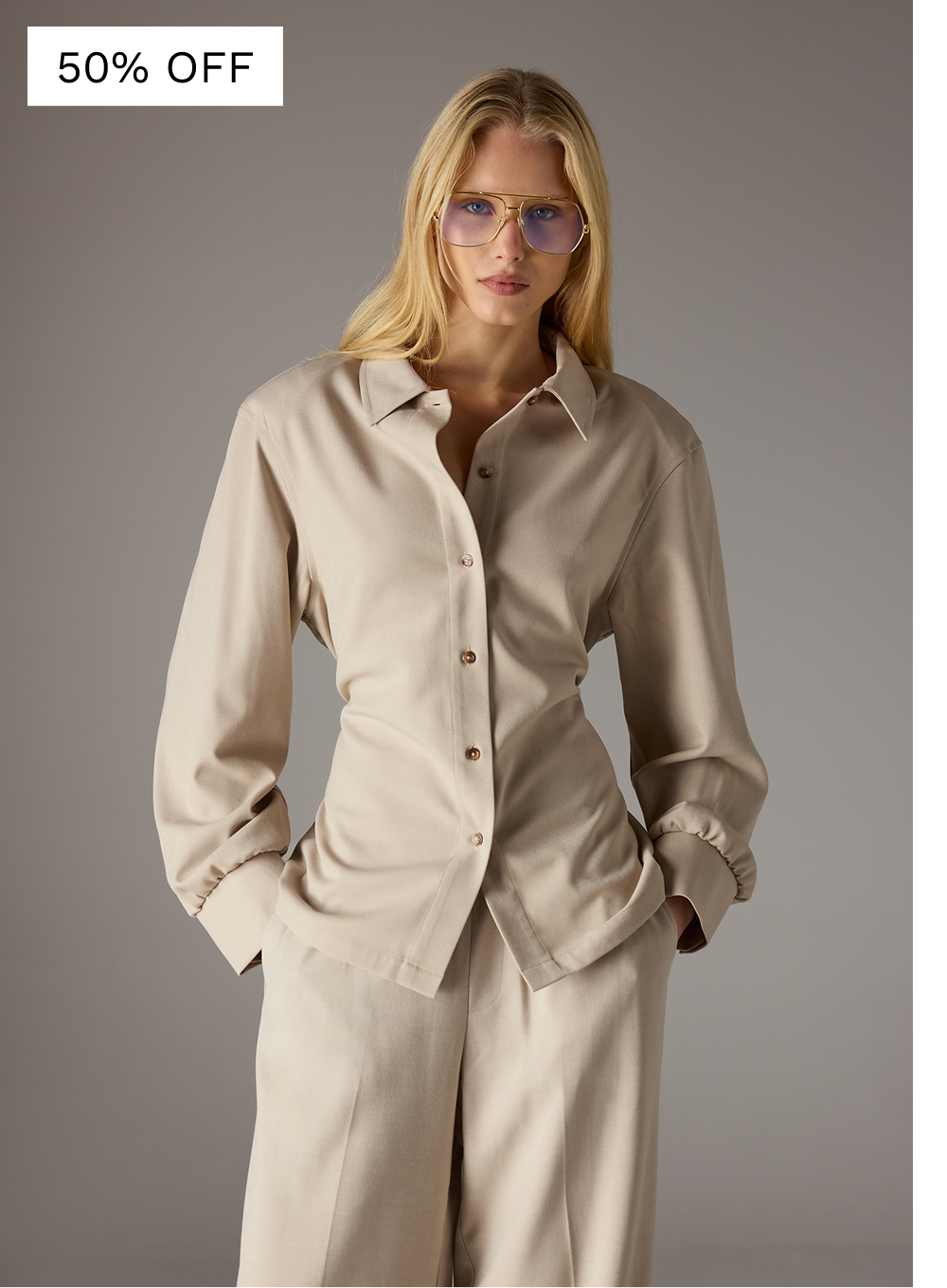 TAILORED SHOULDER PADDED SHIRT