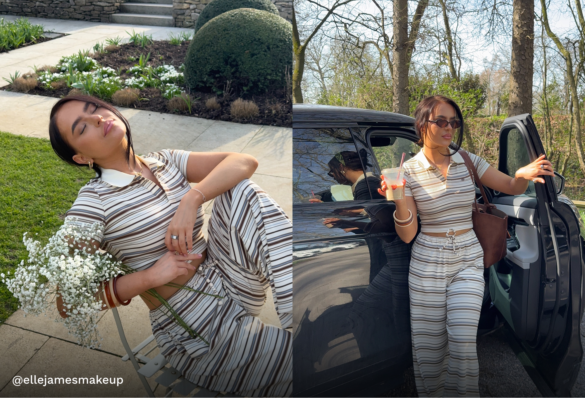 STRIPE SHORT SLEEVE POLO TOP