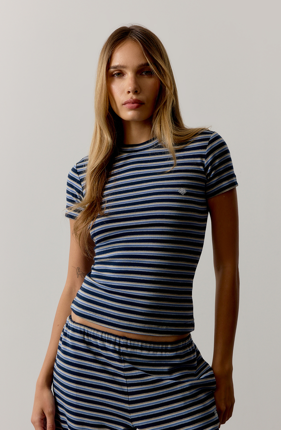 STRIPE BRUSHED COTTON BABY TEE