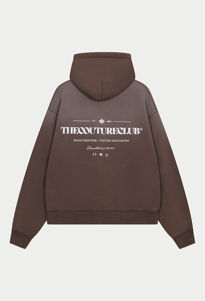 SPRAY WASH COPYRIGHT MULTI GRAPHIC ZIP THROUGH HOODIE