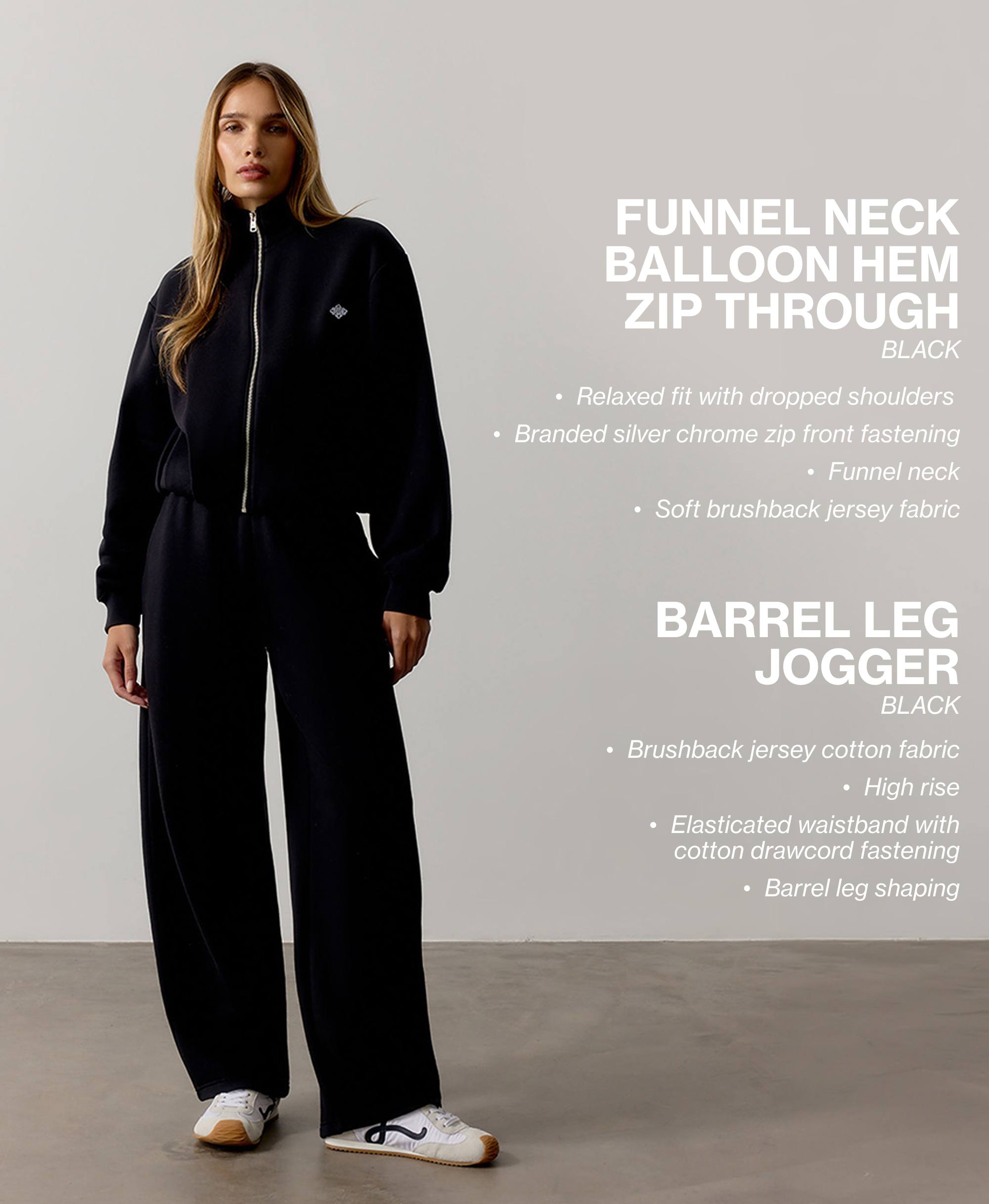 FUNNEL NECK BALLOON HEM ZIP THROUGH