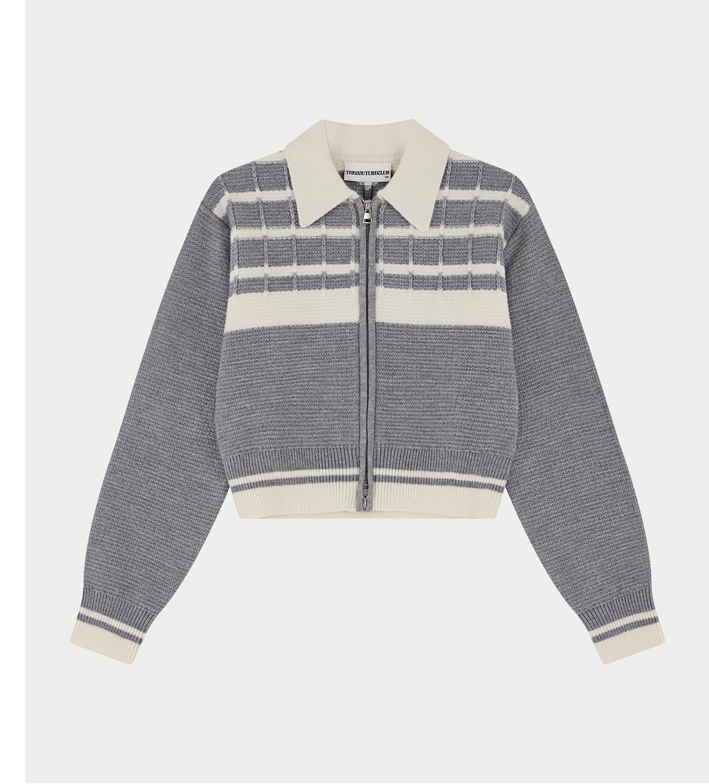 CONTRAST STRIPE KNITTED ZIP THROUGH