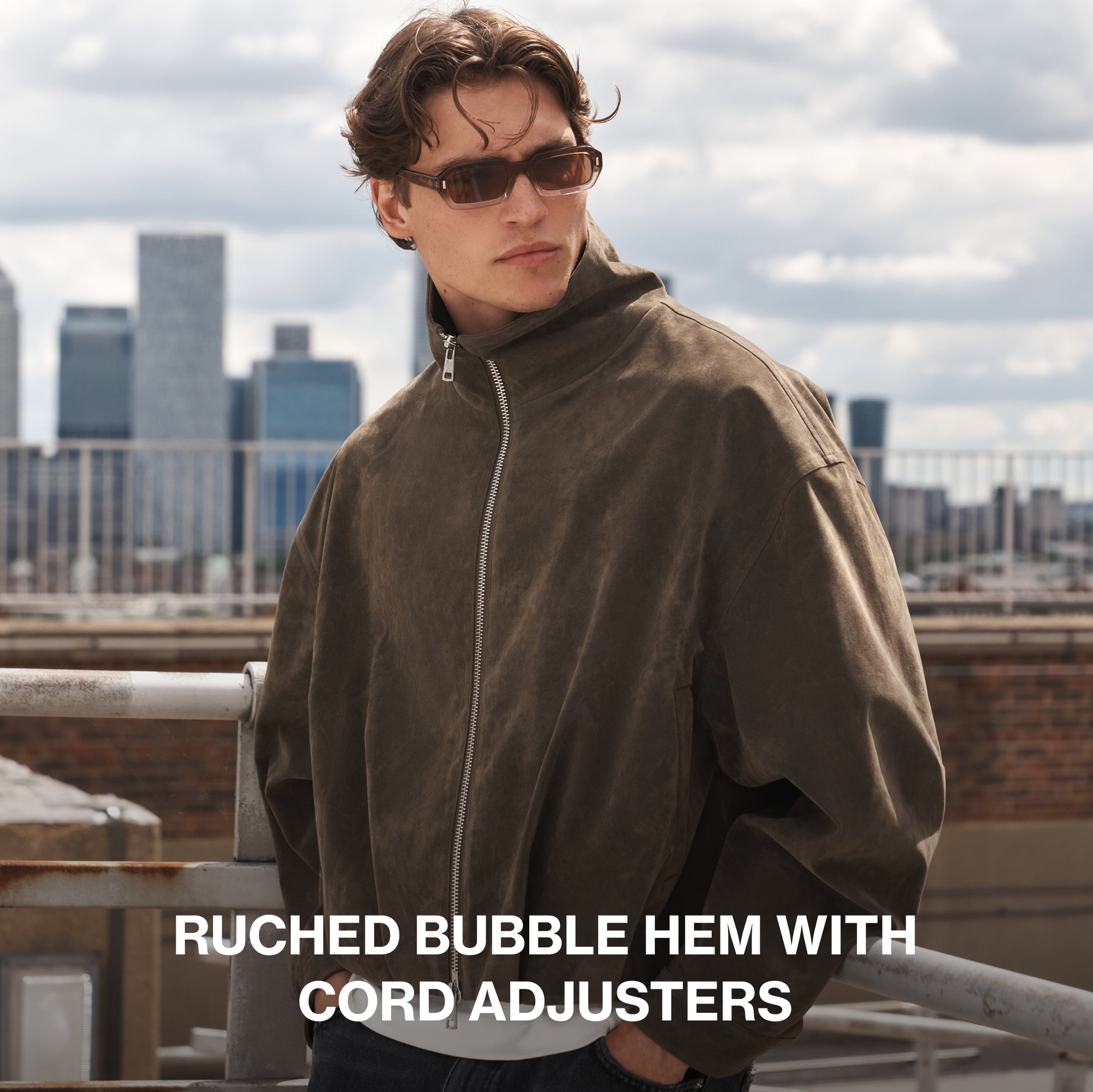 SUEDE FUNNEL NECK JACKET
