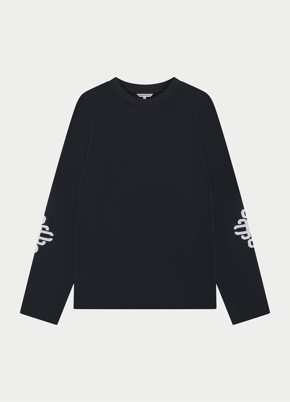 EMBLEM APPLIQUE WAFFLE LONG SLEEVE T-SHIRT