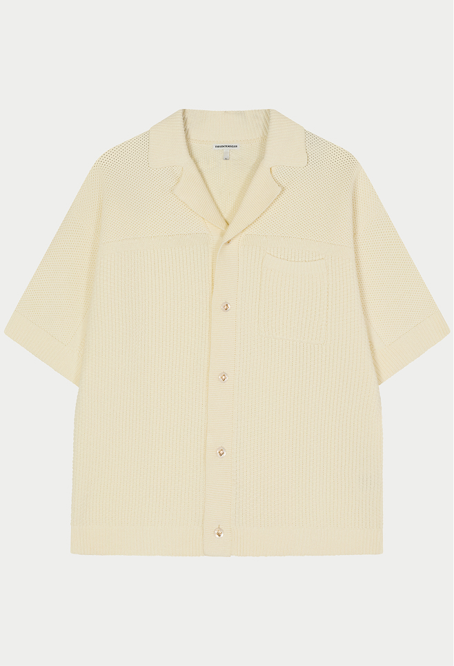 CONTRAST KNIT CROCHET SHIRT