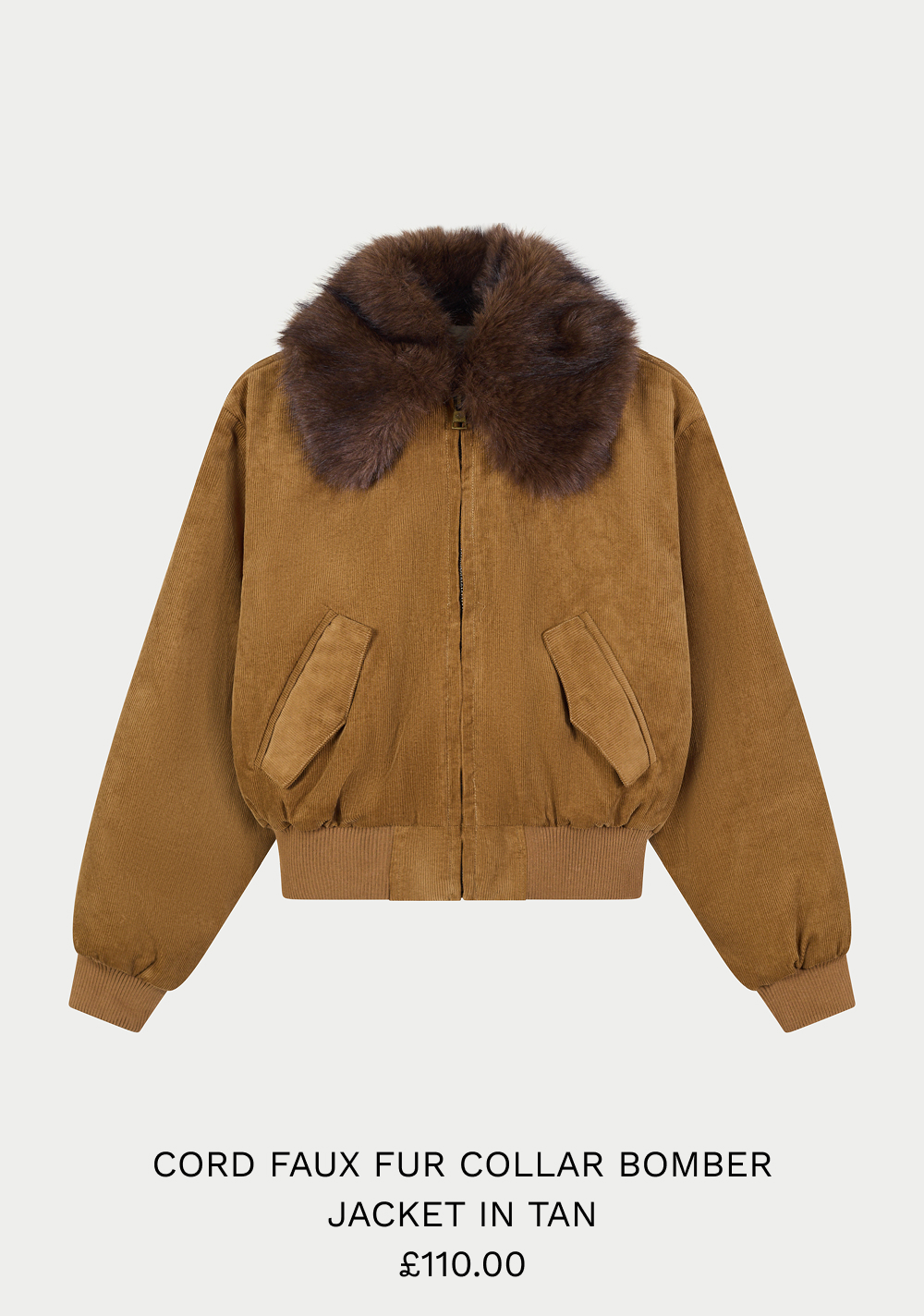 CORD FAUX FUR COLLAR BOMBER JACKET