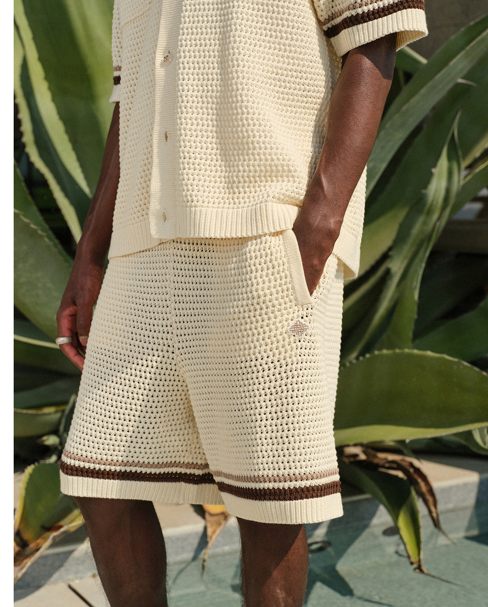 CROCHET KNITTED STRIPE SHORTS