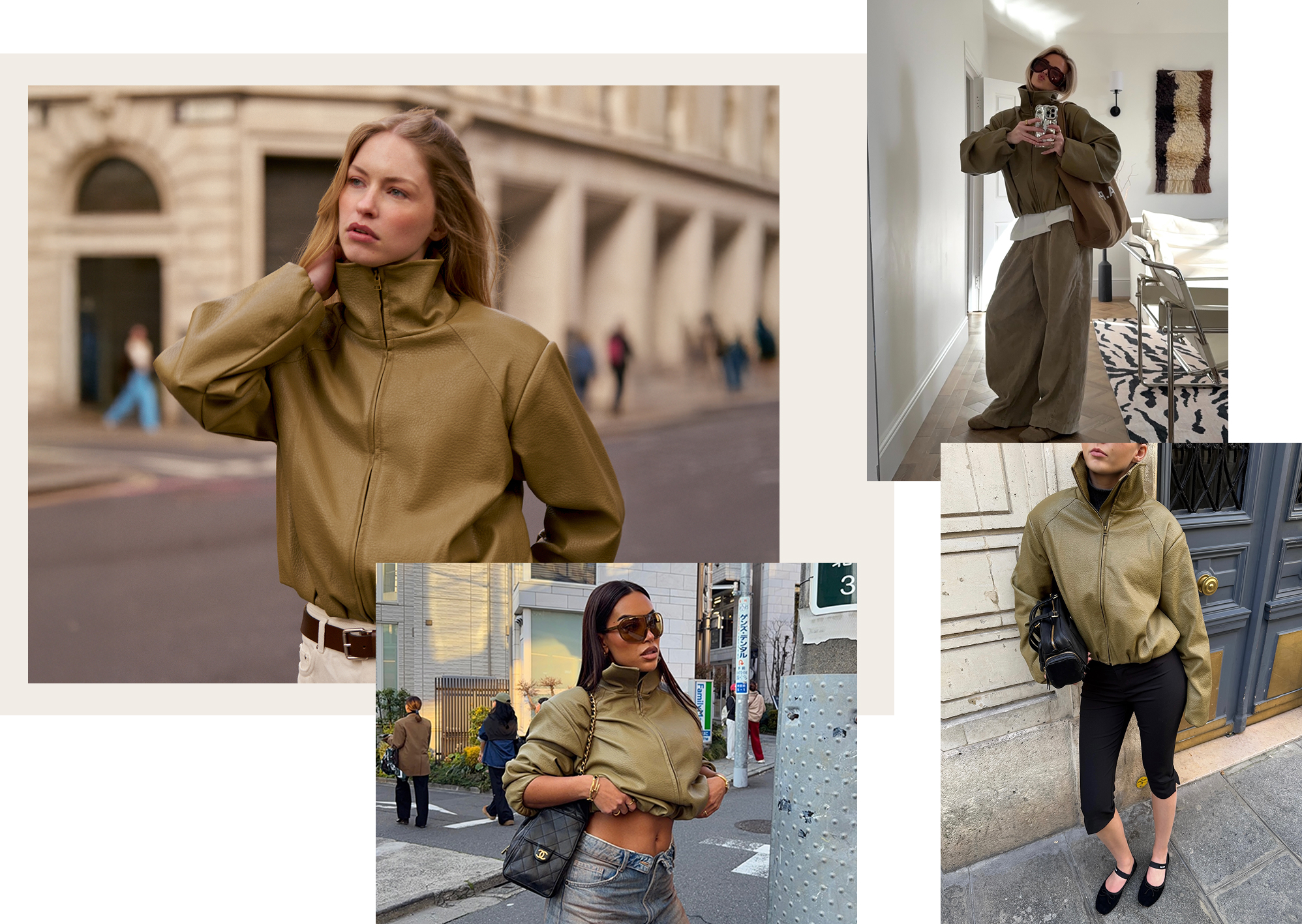 FUNNEL NECK BALLOON HEM FAUX LEATHER JACKET