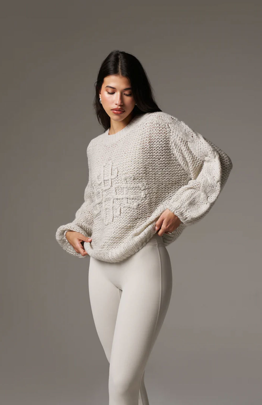 EMBLEM PLAITED OVERSIZED KNIT JUMPER