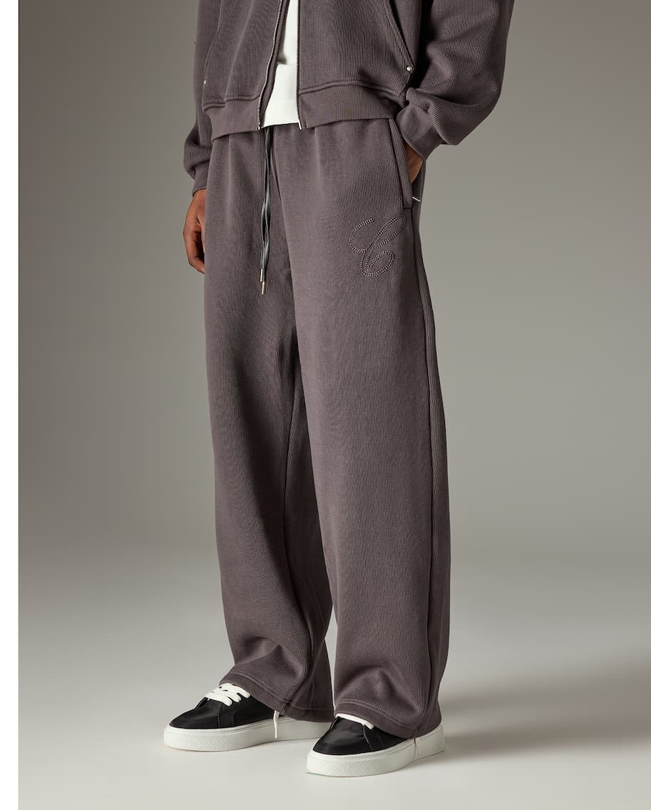KNIT CONTRAST DRAWCORDS RELAXED JOGGERS