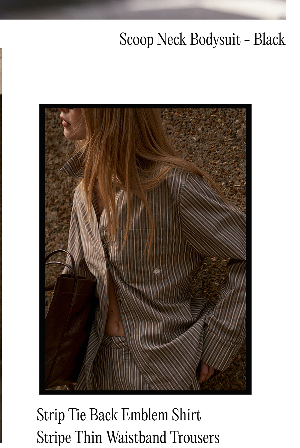 STRIPE TIE BACK EMBLEM SHIRT