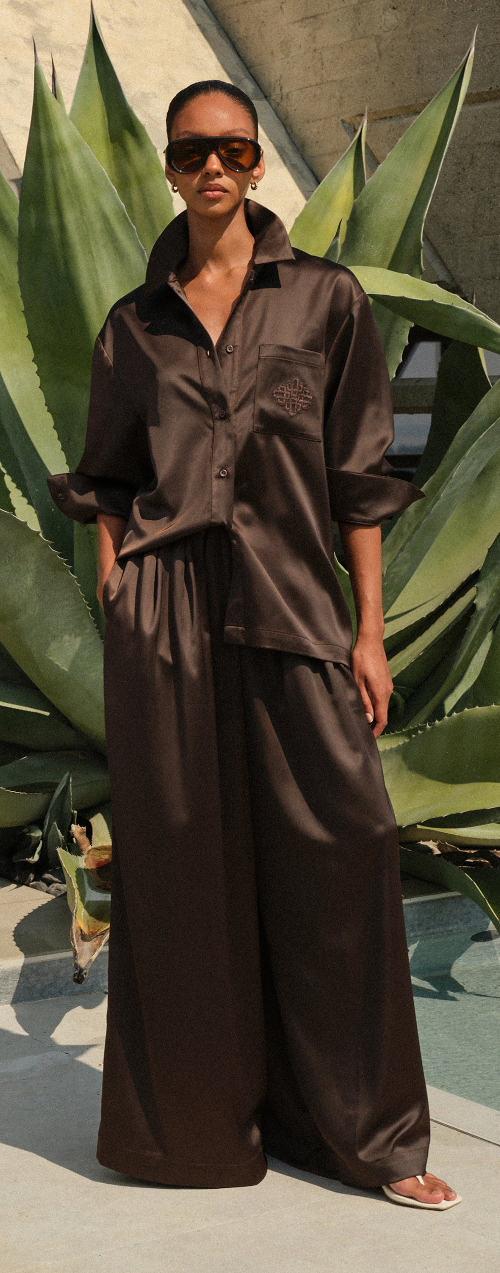 TIE BACK SATIN SHIRT