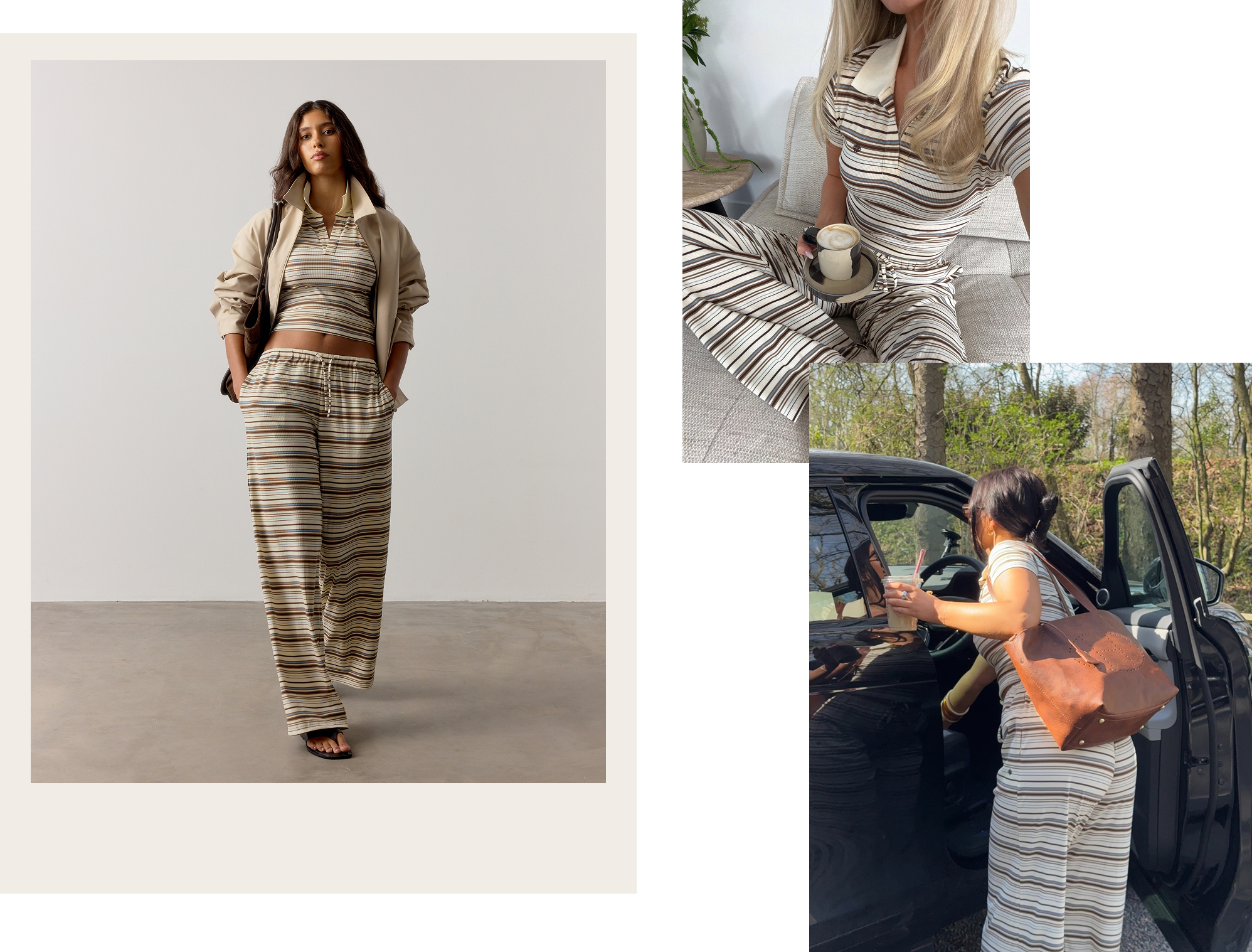 STRIPE WIDE LEG TROUSERS