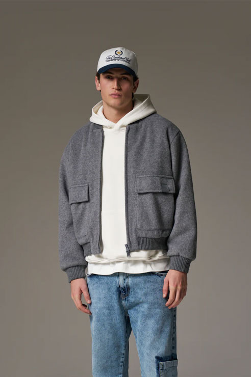 WOOL BLEND BOMBER JACKET