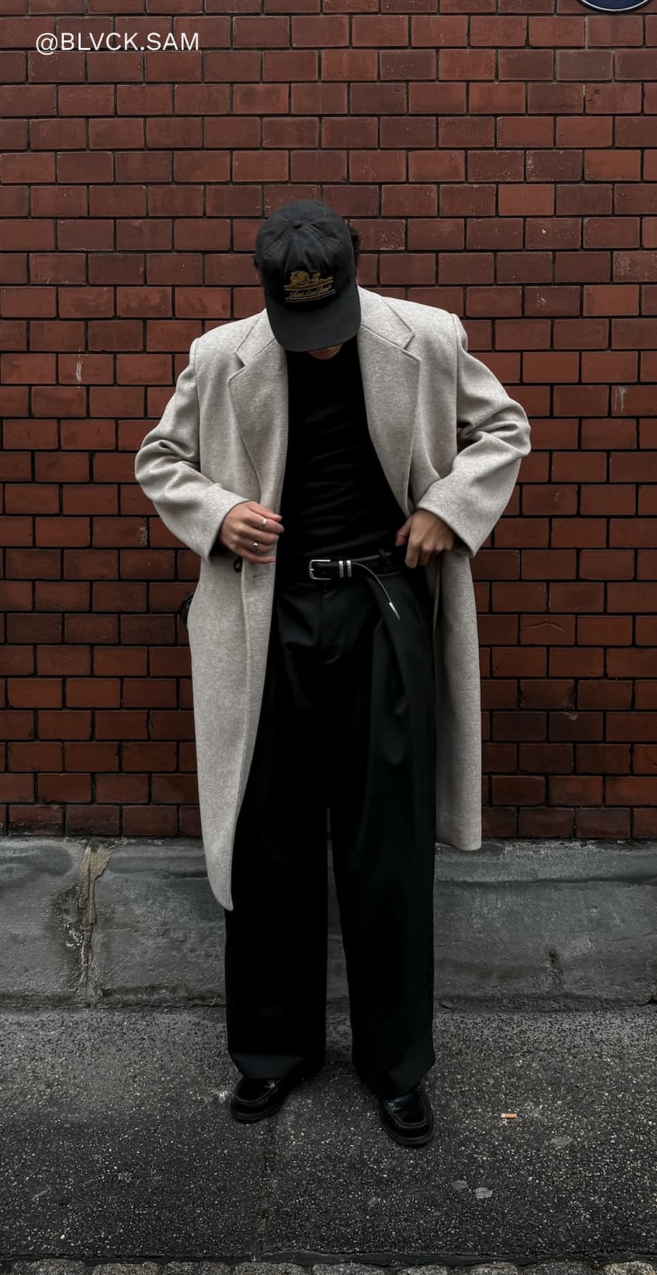 HERRINGBONE WOOL LONGLINE DUSTER COAT