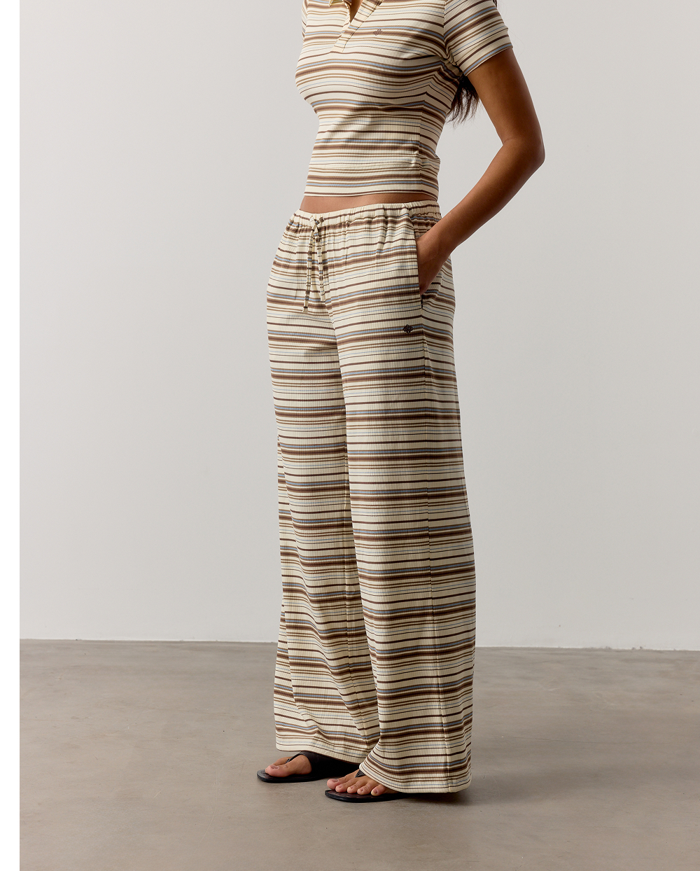 STRIPE WIDE LEG TROUSERS