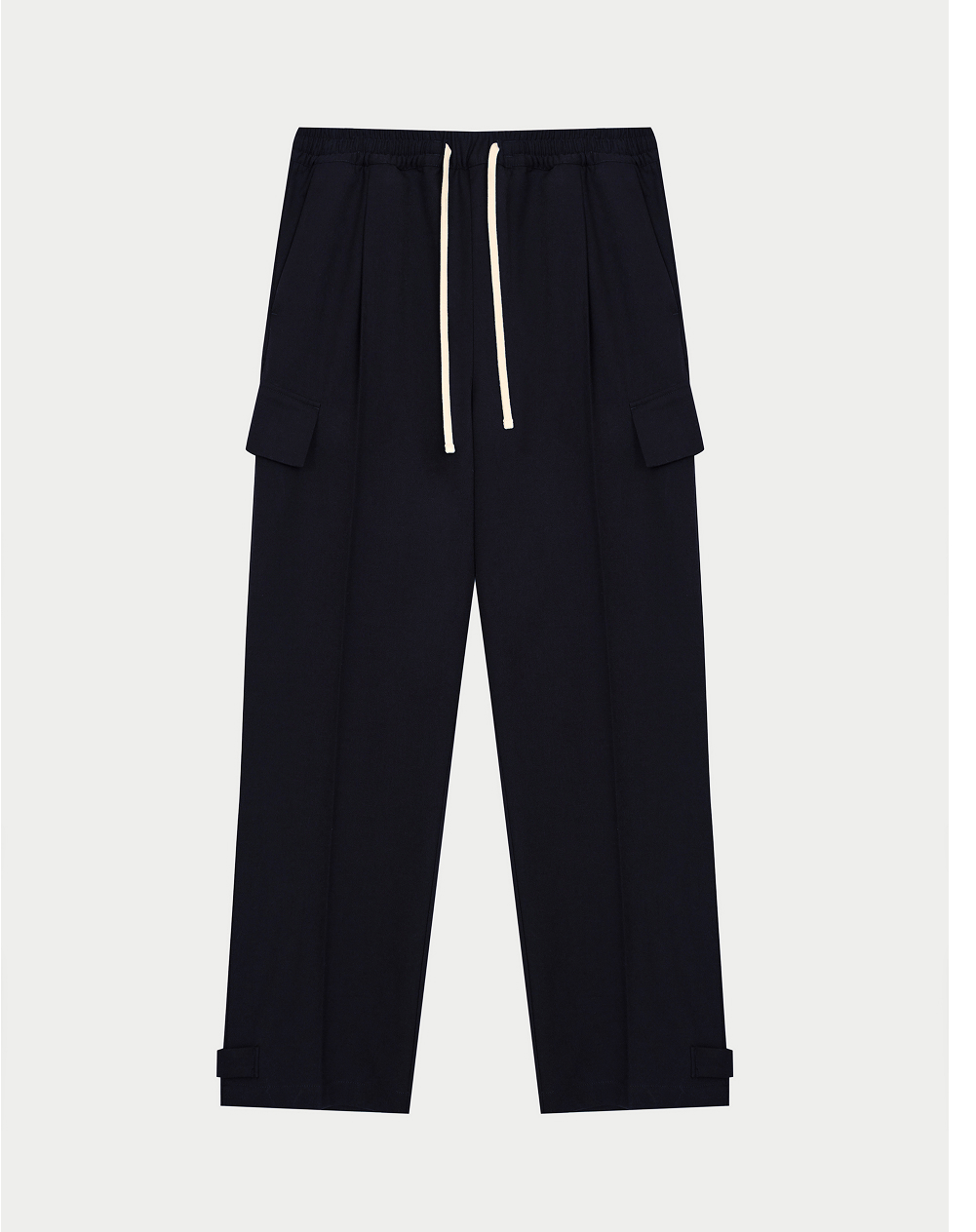 PLEATED WIDE LEG WOOL BLEND TROUSERS