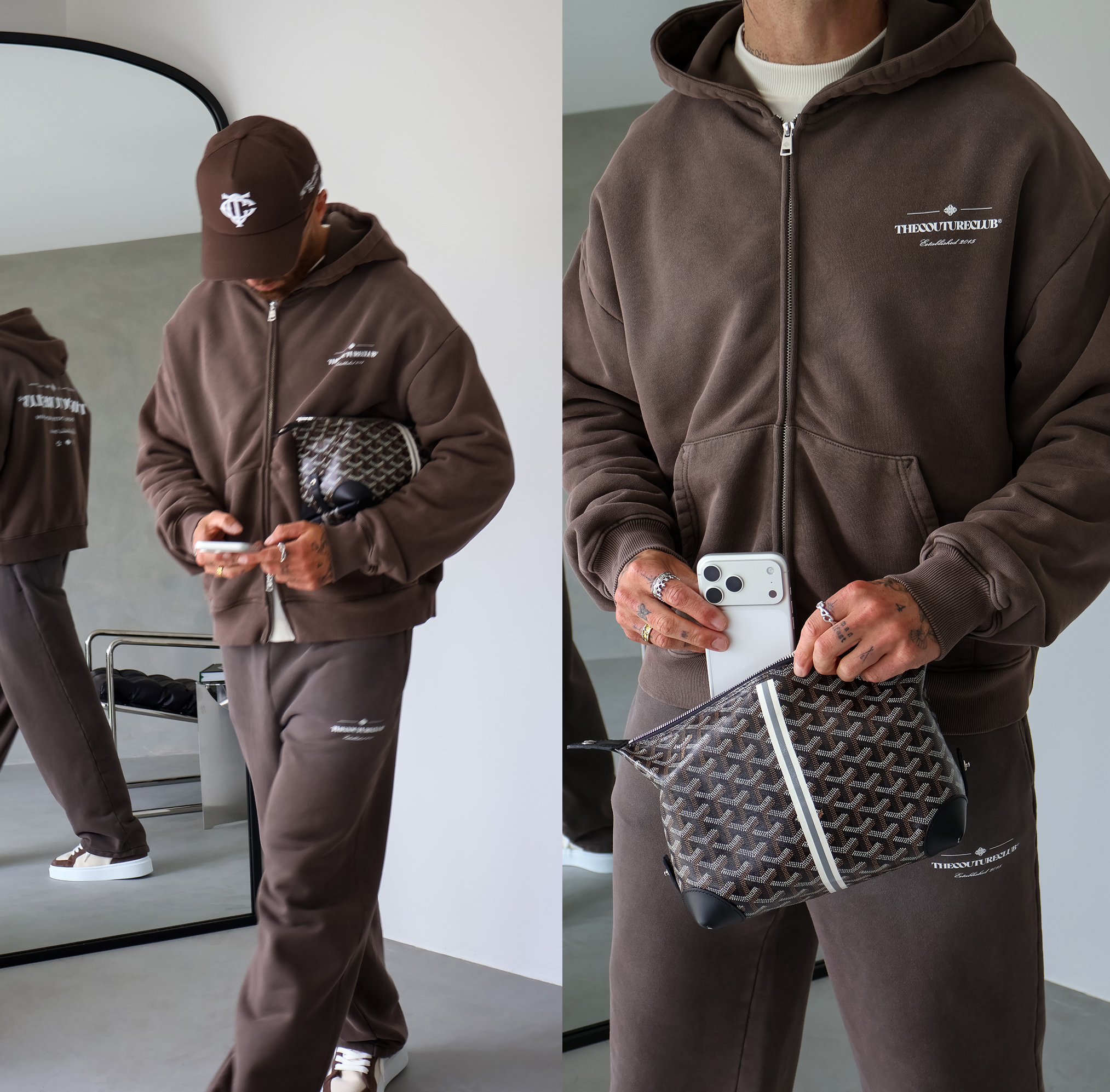 SPRAY WASH COPYRIGHT MULTI GRAPHIC ZIP THROUGH HOODIE