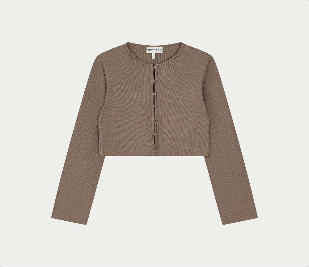 RIBBED BUTTON THROUGH TOP